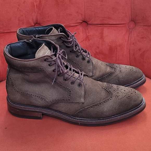 Flag Ltd. Wing Tip Brown Leather Suede Men's Boots Size 11.5 - Picture 4 of 13